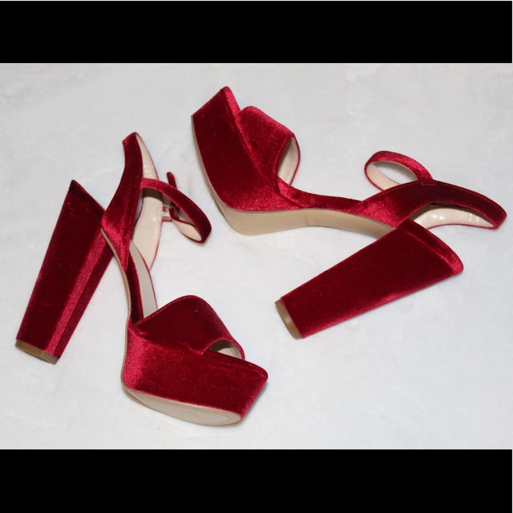 Red Velvet Platform Heels - image 1